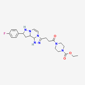 molecular formula C23H30FN7O3 B12255994 Ethyl 4-{3-[11-(4-fluorophenyl)-3,4,6,9,10-pentaazatricyclo[7.3.0.0^{2,6}]dodeca-1(12),2,4,7,10-pentaen-5-yl]propanoyl}piperazine-1-carboxylate 