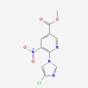 molecular formula C10H7ClN4O4 B12256030 methyl 6-(4-chloro-1H-imidazol-1-yl)-5-nitropyridine-3-carboxylate 