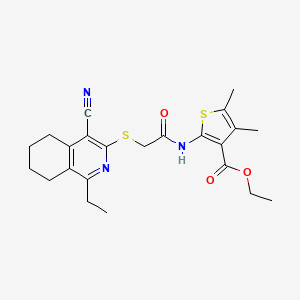 molecular formula C23H27N3O3S2 B12256032 Ethyl 2-({[(4-cyano-1-ethyl-5,6,7,8-tetrahydroisoquinolin-3-yl)sulfanyl]acetyl}amino)-4,5-dimethylthiophene-3-carboxylate 