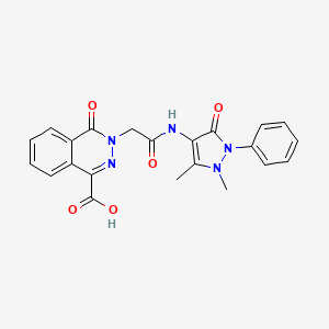 molecular formula C22H19N5O5 B1225605 3-[2-[(1,5-二甲基-3-氧代-2-苯基-4-吡唑基)氨基]-2-氧代乙基]-4-氧代-1-酞嗪甲酸 