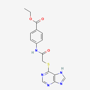 molecular formula C16H15N5O3S B12256222 ethyl 4-{[(9H-purin-6-ylsulfanyl)acetyl]amino}benzoate 