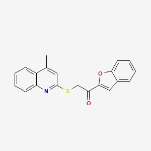 molecular formula C20H15NO2S B1225633 1-(2-Benzofuranyl)-2-[(4-methyl-2-quinolinyl)thio]ethanone 
