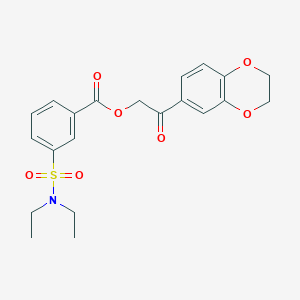 molecular formula C21H23NO7S B1225634 3-(Diethylsulfamoyl)benzoic acid [2-(2,3-dihydro-1,4-benzodioxin-6-yl)-2-oxoethyl] ester 