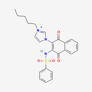 molecular formula C24H24N3O4S+ B1225636 N-[1,4-dioxo-3-(3-pentyl-1-imidazol-3-iumyl)-2-naphthalenyl]benzenesulfonamide 