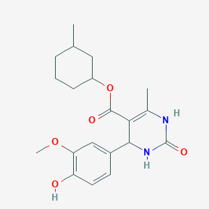 molecular formula C20H26N2O5 B1225658 3-methylcyclohexyl 4-(4-hydroxy-3-methoxyphenyl)-6-methyl-2-oxo-1,2,3,4-tetrahydropyrimidine-5-carboxylate 