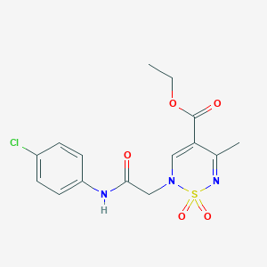 molecular formula C15H16ClN3O5S B12256615 ethyl 2-{[(4-chlorophenyl)carbamoyl]methyl}-5-methyl-1,1-dioxo-2H-1lambda6,2,6-thiadiazine-4-carboxylate 