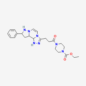 molecular formula C23H31N7O3 B12256791 Ethyl 4-[3-(11-phenyl-3,4,6,9,10-pentazatricyclo[7.3.0.02,6]dodeca-4,7-dien-5-yl)propanoyl]piperazine-1-carboxylate 