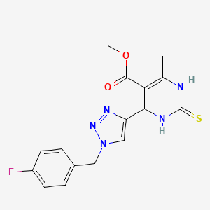 molecular formula C17H18FN5O2S B12256801 ethyl 4-{1-[(4-fluorophenyl)methyl]-1H-1,2,3-triazol-4-yl}-6-methyl-2-sulfanylidene-1,2,3,4-tetrahydropyrimidine-5-carboxylate 