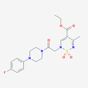 molecular formula C19H23FN4O5S B12256992 ethyl 2-{2-[4-(4-fluorophenyl)piperazin-1-yl]-2-oxoethyl}-5-methyl-1,1-dioxo-2H-1lambda6,2,6-thiadiazine-4-carboxylate 