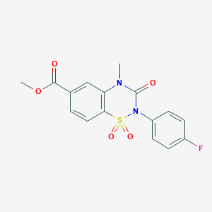 molecular formula C16H13FN2O5S B12257051 Methyl 2-(4-fluorophenyl)-4-methyl-1,1,3-trioxo-1lambda6,2,4-benzothiadiazine-6-carboxylate 