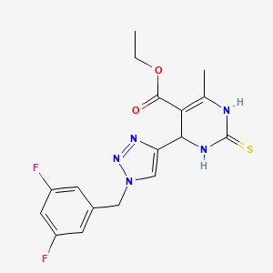 molecular formula C17H17F2N5O2S B12257225 ethyl 4-{1-[(3,5-difluorophenyl)methyl]-1H-1,2,3-triazol-4-yl}-6-methyl-2-sulfanylidene-1,2,3,4-tetrahydropyrimidine-5-carboxylate 