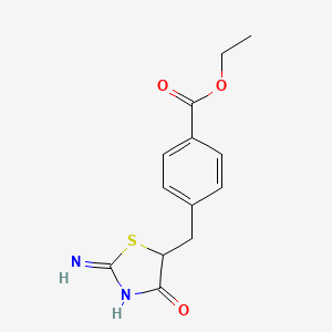 molecular formula C13H14N2O3S B12257525 Ethyl 4-[(2-imino-4-oxo-1,3-thiazolidin-5-yl)methyl]benzoate 