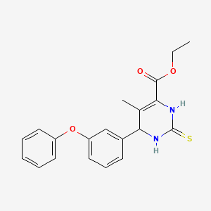 5-methyl-4-(3-phenoxyphenyl)-2-sulfanylidene-3,4-dihydro-1H-pyrimidine-6-carboxylic acid ethyl ester