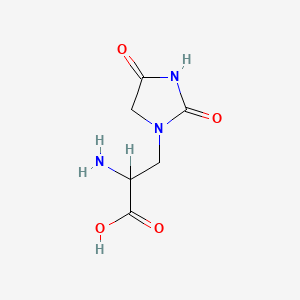 molecular formula C6H9N3O4 B1225777 3-(2,4-Dioxoimidazolidin-1-yl)alanine CAS No. 95657-12-8