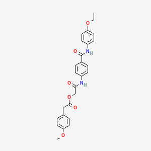 molecular formula C26H26N2O6 B1225799 2-(4-Methoxyphenyl)acetic acid [2-[4-[(4-ethoxyanilino)-oxomethyl]anilino]-2-oxoethyl] ester 