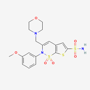 molecular formula C18H21N3O6S3 B1225808 Al-6629, [2h-Thieno[3,2-E]-1,2-Thiazine-6-Sulfonamide,2-(3-Methoxyphenyl)-3-(4-Morpholinyl)-, 1,1-Dioxide] 