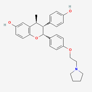 molecular formula C28H31NO4 B1225809 (2R,3R,4S)-3-(4-Hydroxyphenyl)-4-methyl-2-[4-(2-pyrrolidin-1-ylethoxy)phenyl]chroman-6-OL 