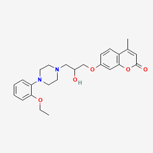 molecular formula C25H30N2O5 B1225818 7-[3-[4-(2-Ethoxyphenyl)-1-piperazinyl]-2-hydroxypropoxy]-4-methyl-1-benzopyran-2-one 