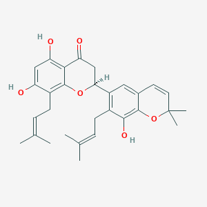 molecular formula C30H34O6 B1225819 5,7,3'-trihydroxy-4',5'-(2'''',2''''-dimethylpyran)-8,2'-di(3-methyl-2-butenyl)-(2S)-flavanone 