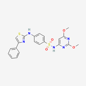 molecular formula C21H19N5O4S2 B1225838 N-(2,6-dimethoxy-4-pyrimidinyl)-4-[(4-phenyl-2-thiazolyl)amino]benzenesulfonamide 