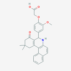 molecular formula C28H27NO5 B1225845 2-[4-(2,2-Dimethyl-4-oxo-1,3,5,6-tetrahydrobenzo[a]phenanthridin-5-yl)-2-methoxyphenoxy]acetic acid 