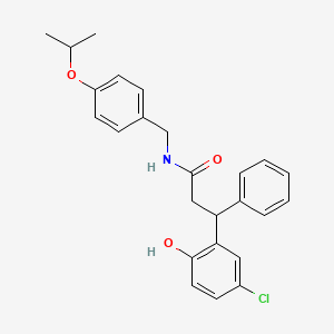 molecular formula C25H26ClNO3 B1225846 3-(5-chloro-2-hydroxyphenyl)-3-phenyl-N-[(4-propan-2-yloxyphenyl)methyl]propanamide 