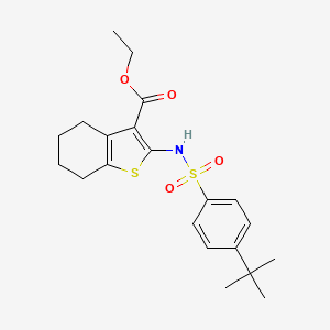 molecular formula C21H27NO4S2 B12258512 Ethyl 2-(4-tert-butylbenzenesulfonamido)-4,5,6,7-tetrahydro-1-benzothiophene-3-carboxylate 