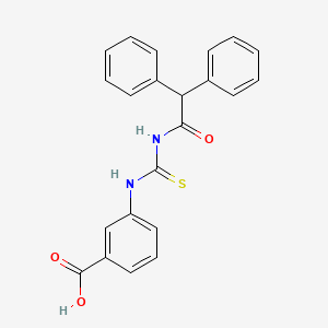 molecular formula C22H18N2O3S B1225860 3-[[[(1-Oxo-2,2-diphenylethyl)amino]-sulfanylidenemethyl]amino]benzoic acid 