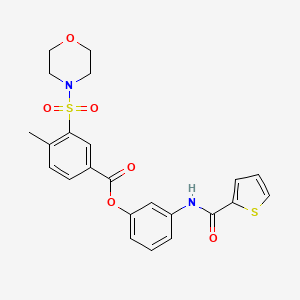molecular formula C23H22N2O6S2 B1225861 4-Methyl-3-(4-morpholinylsulfonyl)benzoic acid [3-[[oxo(thiophen-2-yl)methyl]amino]phenyl] ester 