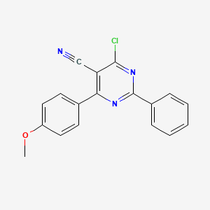 molecular formula C18H12ClN3O B1225864 4-Chloro-6-(4-methoxyphenyl)-2-phenyl-5-pyrimidinecarbonitrile CAS No. 320418-90-4