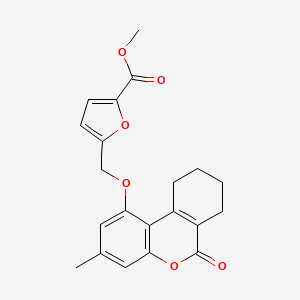 molecular formula C21H20O6 B1225869 5-[(3-Methyl-6-oxo-7,8,9,10-tetrahydrobenzo[c][1]benzopyran-1-yl)oxymethyl]-2-furancarboxylic acid methyl ester 