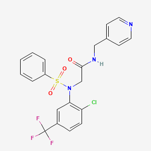 molecular formula C21H17ClF3N3O3S B1225870 2-[N-(benzenesulfonyl)-2-chloro-5-(trifluoromethyl)anilino]-N-(pyridin-4-ylmethyl)acetamide 