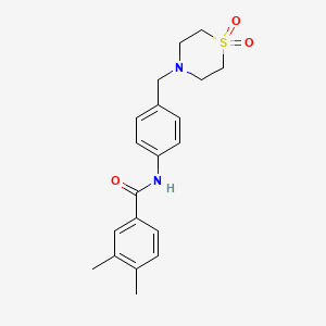 molecular formula C20H24N2O3S B1225873 N-[4-[(1,1-dioxo-1,4-thiazinan-4-yl)methyl]phenyl]-3,4-dimethylbenzamide 