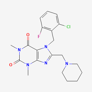 molecular formula C20H23ClFN5O2 B1225874 7-[(2-Chloro-6-fluorophenyl)methyl]-1,3-dimethyl-8-(1-piperidinylmethyl)purine-2,6-dione 