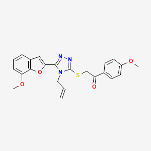 molecular formula C23H21N3O4S B1225887 2-[[5-(7-Methoxy-2-benzofuranyl)-4-prop-2-enyl-1,2,4-triazol-3-yl]thio]-1-(4-methoxyphenyl)ethanone 