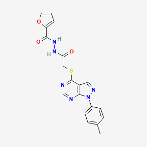 molecular formula C19H16N6O3S B1225889 N'-[2-[[1-(4-methylphenyl)-4-pyrazolo[3,4-d]pyrimidinyl]thio]-1-oxoethyl]-2-furancarbohydrazide 