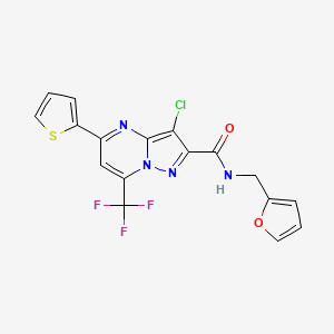molecular formula C17H10ClF3N4O2S B1225894 3-氯-N-(2-呋喃基甲基)-5-噻吩-2-基-7-(三氟甲基)-2-吡唑并[1,5-a]嘧啶甲酰胺 