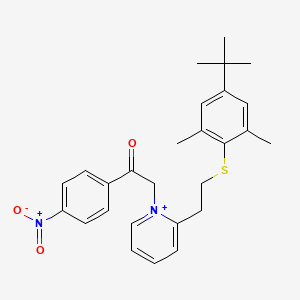 molecular formula C27H31N2O3S+ B1225898 2-[2-[2-[(4-Tert-butyl-2,6-dimethylphenyl)thio]ethyl]-1-pyridin-1-iumyl]-1-(4-nitrophenyl)ethanone 