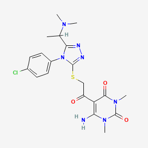 molecular formula C20H24ClN7O3S B1225913 6-氨基-5-[2-[[4-(4-氯苯基)-5-[1-(二甲氨基)乙基]-1,2,4-三唑-3-基]硫]-1-氧代乙基]-1,3-二甲基嘧啶-2,4-二酮 