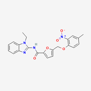 molecular formula C22H20N4O5 B1225914 N-(1-ethyl-2-benzimidazolyl)-5-[(4-methyl-2-nitrophenoxy)methyl]-2-furancarboxamide 