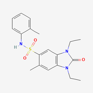 molecular formula C19H23N3O3S B1225917 1,3-diethyl-6-methyl-N-(2-methylphenyl)-2-oxo-5-benzimidazolesulfonamide 