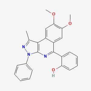 molecular formula C25H21N3O3 B1225920 6-(7,8-二甲氧基-1-甲基-3-苯基-2H-吡唑并[3,4-c]异喹啉-5-亚甲基)-1-环己-2,4-二烯酮 