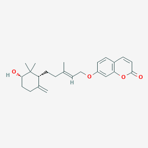 molecular formula C24H30O4 B1225932 2H-1-Benzopyran-2-one, 7-(((2E)-5-((1R,3S)-3-hydroxy-2,2-dimethyl-6-methylenecyclohexyl)-3-methyl-2-pentenyl)oxy)- CAS No. 54990-68-0