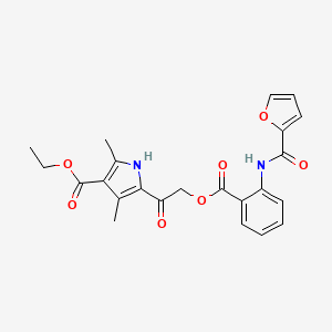 molecular formula C23H22N2O7 B1225937 5-[2-[[2-[[2-呋喃基(氧代)甲基]氨基]苯基]-氧代甲氧基]-1-氧代乙基]-2,4-二甲基-1H-吡咯-3-羧酸乙酯 