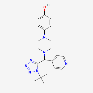 molecular formula C21H27N7O B1225938 4-[4-[(1-叔丁基-5-四唑基)-吡啶-4-基甲基]-1-哌嗪基]苯酚 