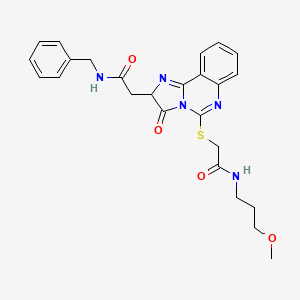 molecular formula C25H27N5O4S B1225940 2-[5-[[2-(3-甲氧基丙氨基)-2-氧代乙基]硫代]-3-氧代-2H-咪唑并[1,2-c]喹唑啉-2-基]-N-(苯甲基)乙酰胺 
