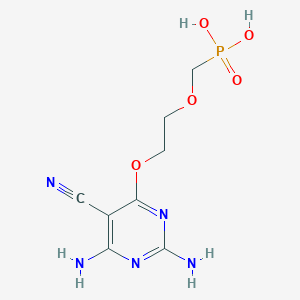 molecular formula C8H12N5O5P B1225965 2-(2,6-Diamino-5-cyano-pyrimidin-4-yl)oxyethoxymethylphosphonic acid 