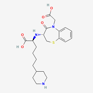 molecular formula C22H31N3O5S B1225972 3-(1-Carboxy-5-(4-piperidyl)pentyl)amino-4-oxo-2,3,4,5-tetrahydro-1,5-benzothiazepine-5-acetic acid CAS No. 100277-62-1