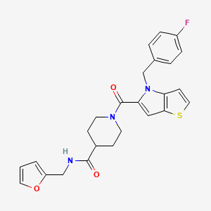molecular formula C25H24FN3O3S B1225989 1-[[4-[(4-fluorophenyl)methyl]-5-thieno[3,2-b]pyrrolyl]-oxomethyl]-N-(2-furanylmethyl)-4-piperidinecarboxamide 