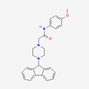 molecular formula C26H27N3O2 B1226004 2-[4-(9H-芴-9-基)-1-哌嗪基]-N-(4-甲氧基苯基)乙酰胺 